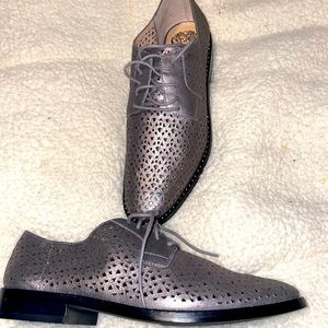 Vince Camuto Pierced Silver Leather Lace up Oxfords